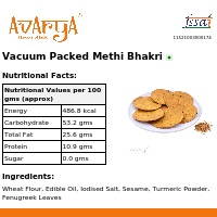 Ingredients And Nutrition Facts Of Vacuum Packed Methi Bhakri Khakhra