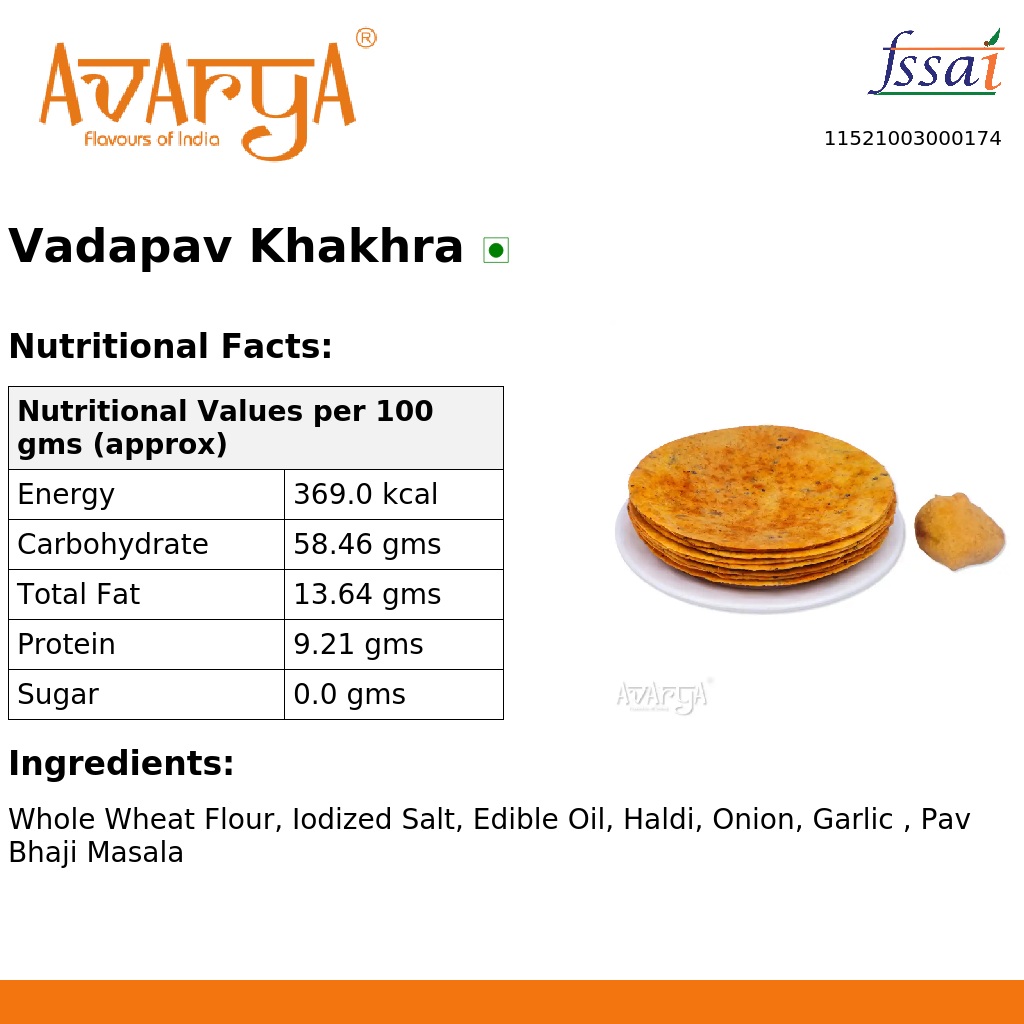 Ingredients And Nutrition Facts Of Vadapav Khakhra