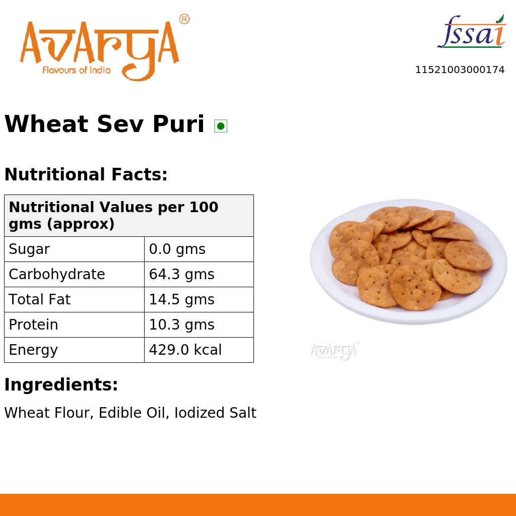 Ingredients And Nutrition Facts Of Wheat Sev Puri
